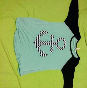 Chevron Anchor Long Sleeve Top - Black and Mint